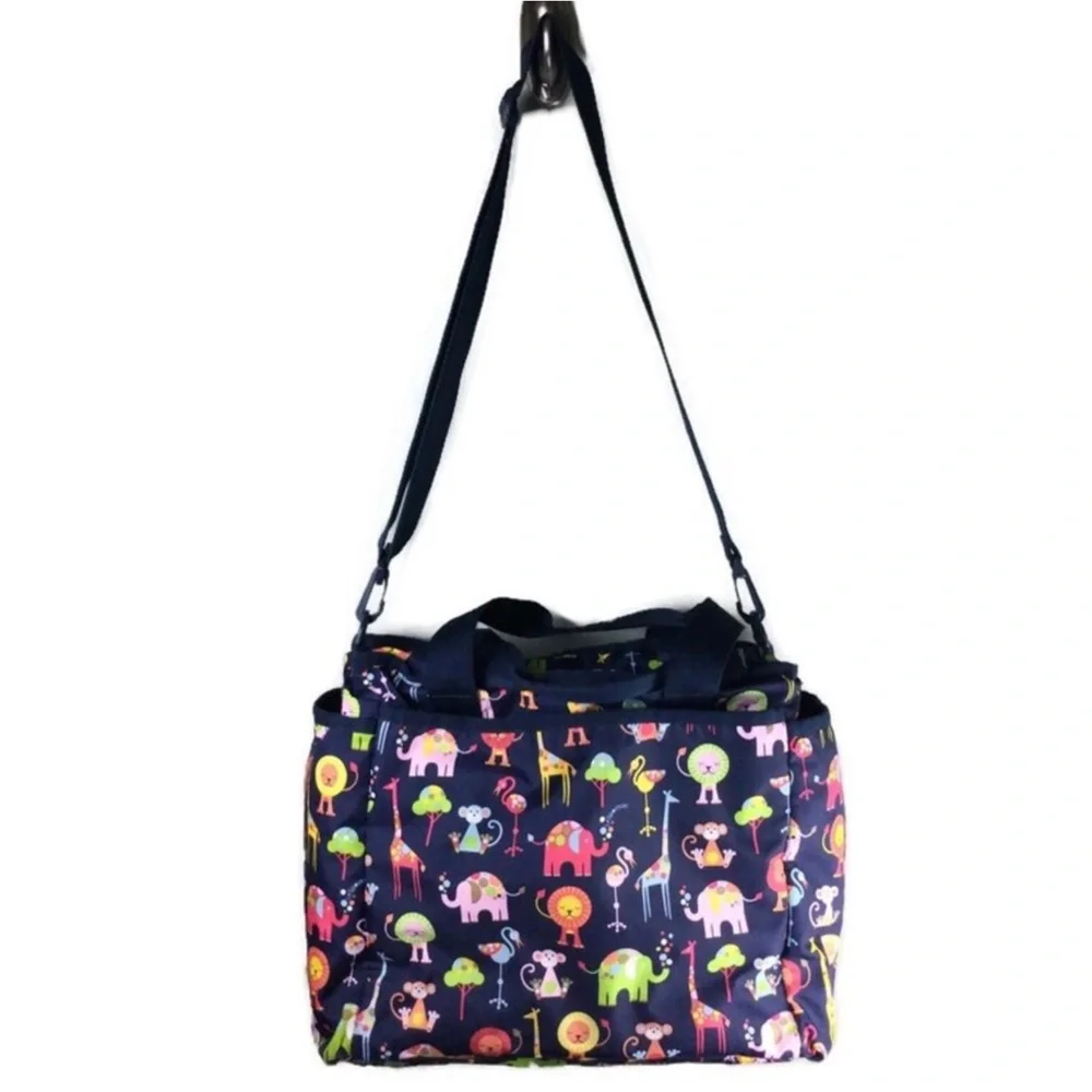 LeSportSac Ryan Zoo Cute Animal Print Neutral Baby Tote Diaper Bag